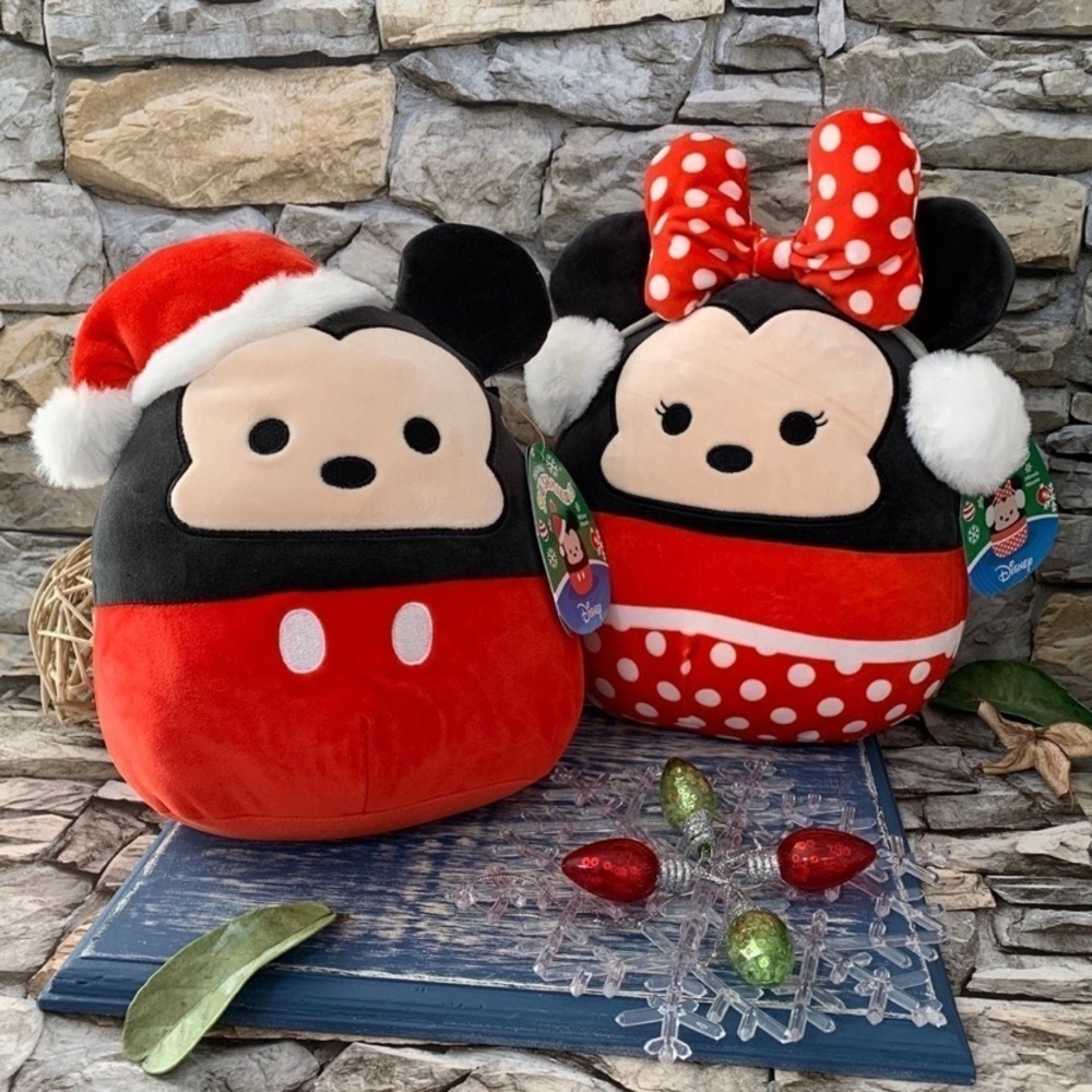 NWT Pair Squishmallows Mickey Minnie Mouse Disney Christmas Holiday Plushies Toy